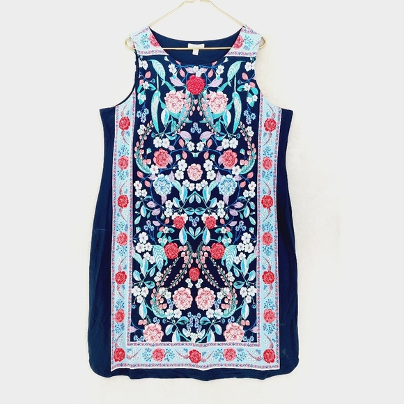 Charter Club Sleeveless Blue Floral Print Crewneck Sheath Dress P4816 - Picture 1 of 7